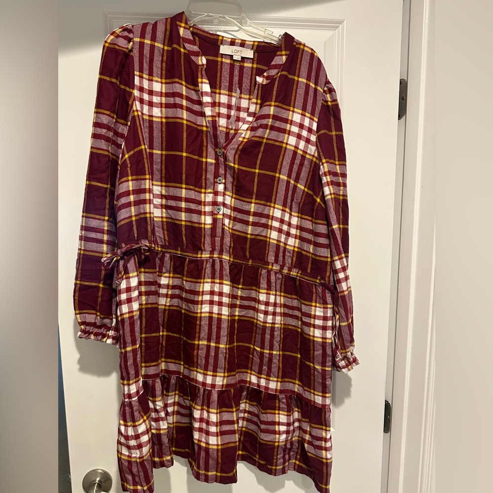 LOFT Plaid Button-Down Dress
